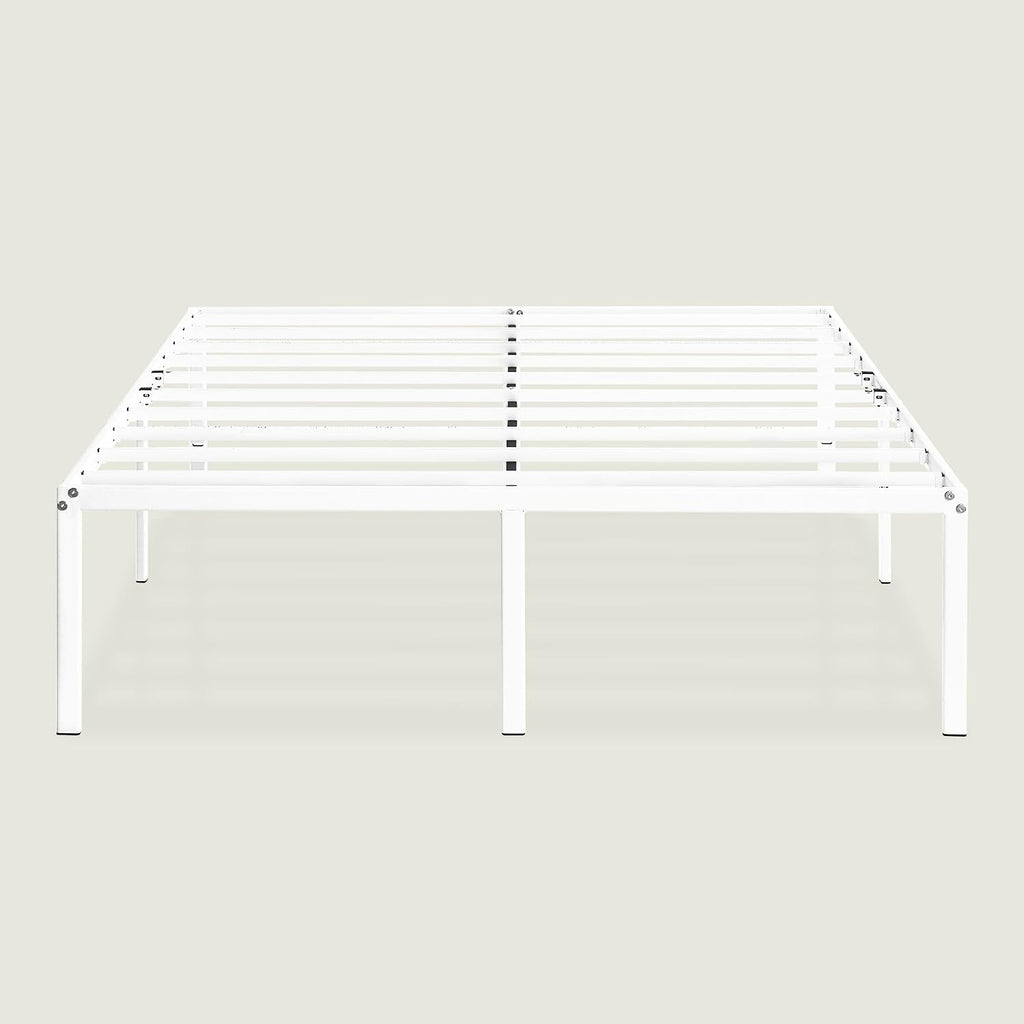 Best Price Mattress 18 Inch Metal Platform Bed Frame, Heavy Duty Steel Slats, White, King