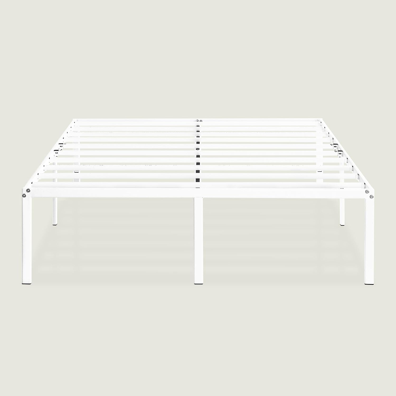 Best Price Mattress 18 Inch Metal Platform Bed Frame, Heavy Duty Steel Slats, White, King