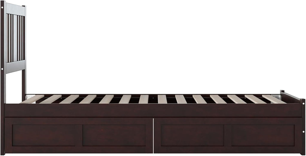 AFI, Tahoe Twin XL Platform Bed with Matching Footboard & Set of 2 Under-Bed Storage Drawers, Espresso
