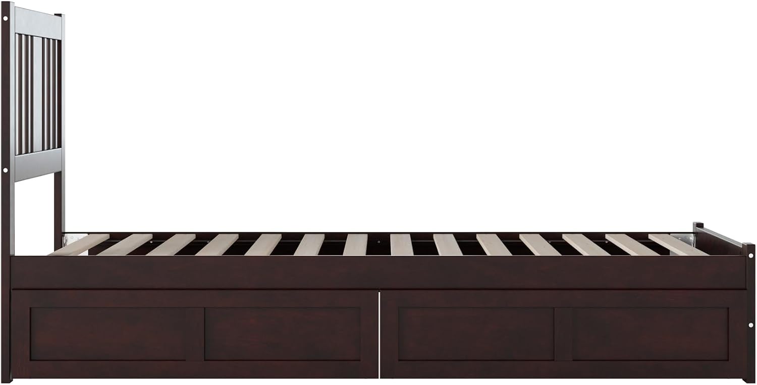 AFI, Tahoe Twin XL Platform Bed with Matching Footboard & Set of 2 Under-Bed Storage Drawers, Espresso