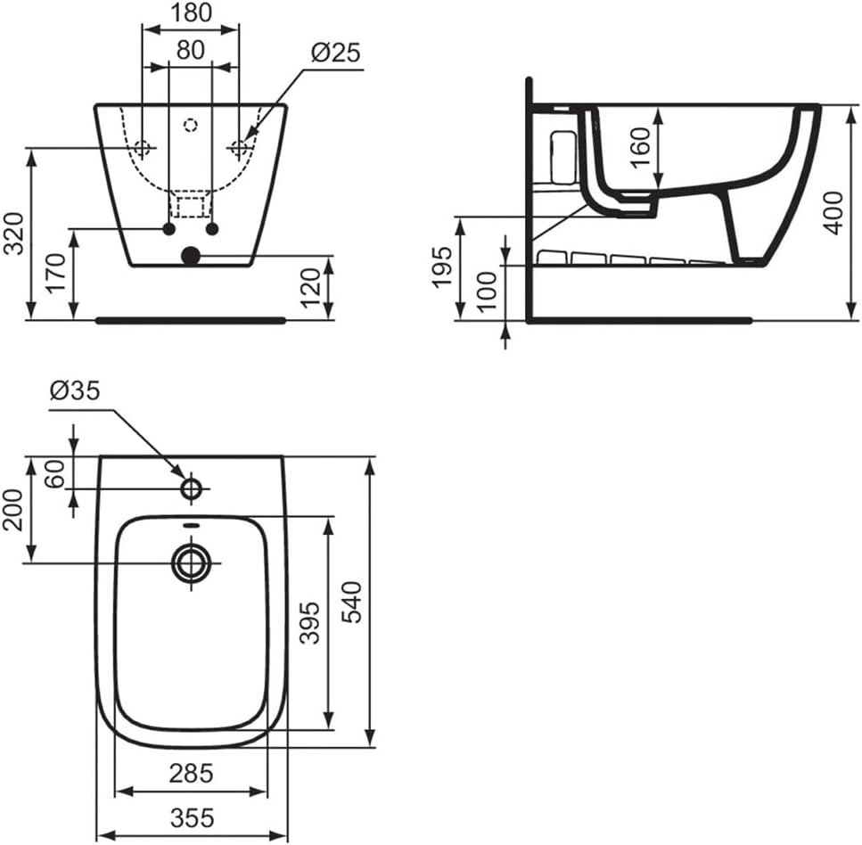 Ideal Standard i.Life B Wall Hung Bidet, 1 taphole, T461501, White