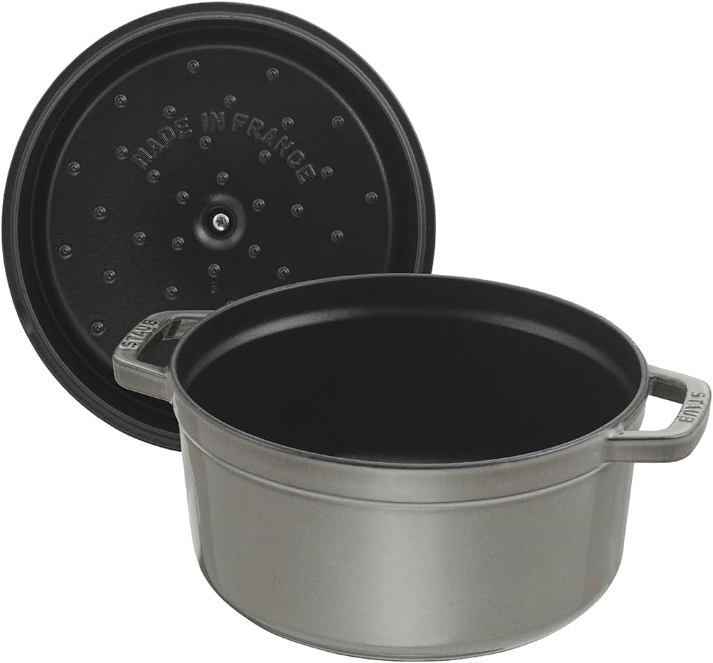 STAUB Cast Iron Roaster/Cocotte, Round, 34 cm, 12.6 L, Graphite Grey