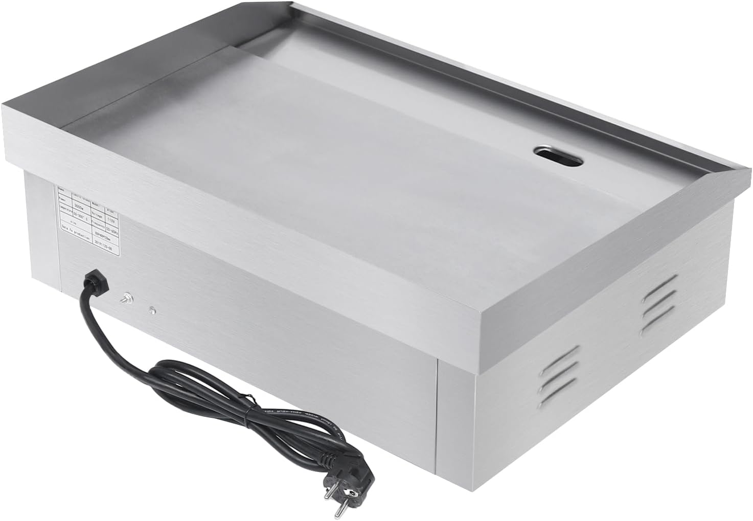 21''Commercial Electric Countertop Griddle,3000W Stainless Steel BBQ Flat Top Grill Frying Pan with Temperature Control 122°F-572°F for Restaurant Pancake Kitchen Steak (21.26 * 15.75 * 8.66 in)