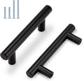 Probrico 200 Pack|3 Inch Hole Centers Flat Black Cabinet Pulls Modern Cupboard Hardware Kitchen Cabinet T Bar Handle Dresser Pulls, 5 Inch Total Length