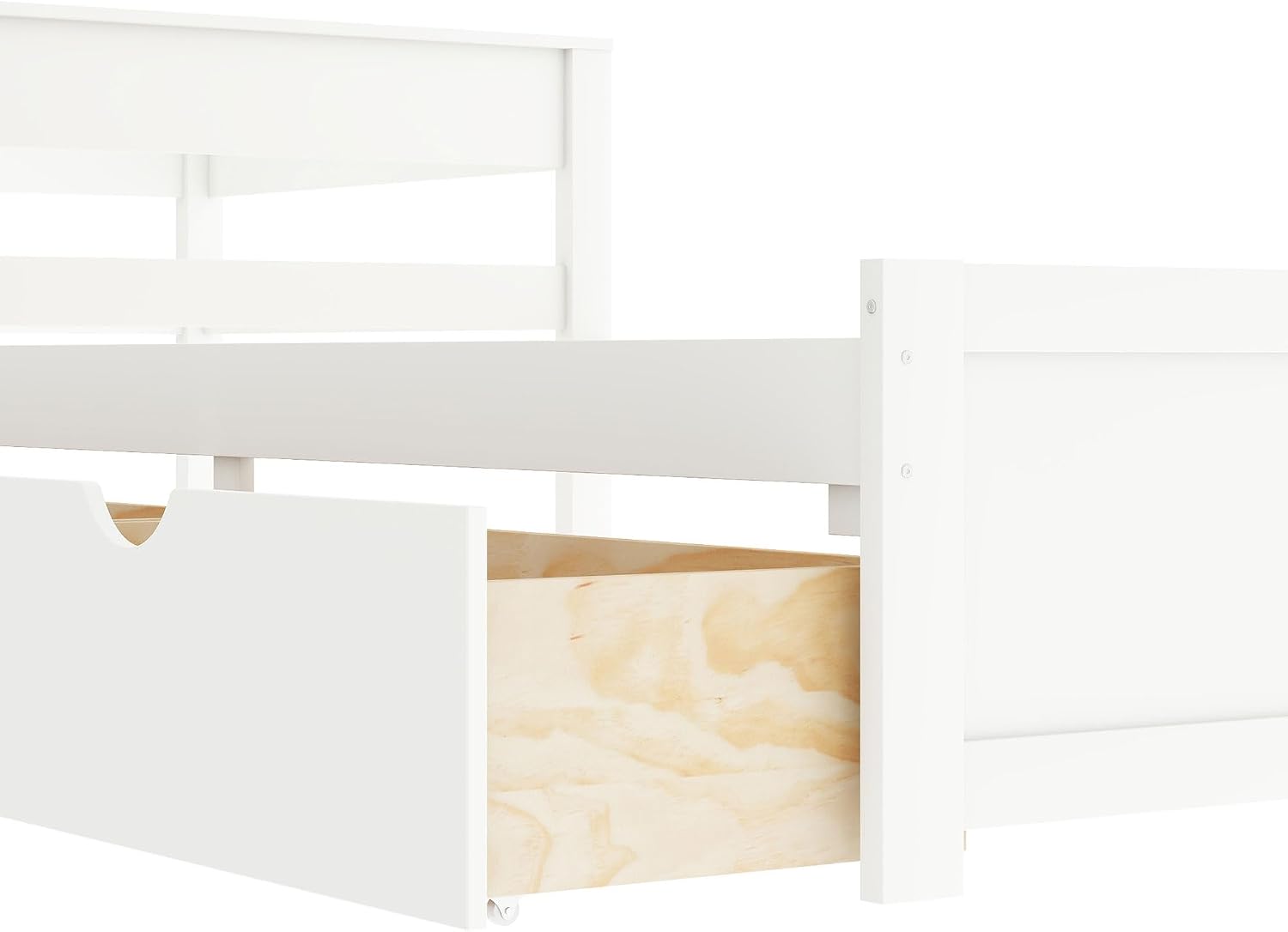 Merax Storage Daybed with Trundle, Twin Size L-Shaped Platform Bed with Convertible Trundle, Two Drawers and Built-in Desk for Living Room, Bedroom, Guest Room, No Box Spring Needed (White)
