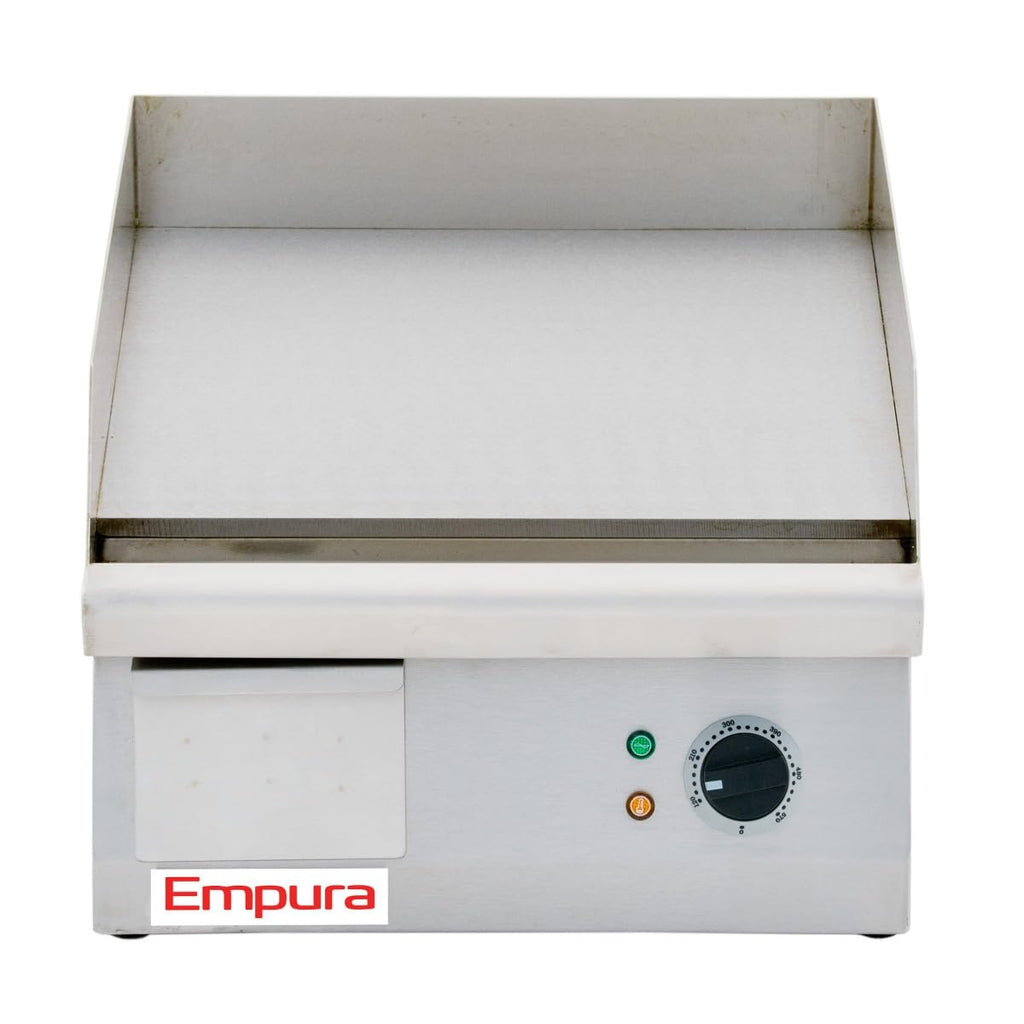 EMPURA 16' Commercial Electric Countertop Flat Top Griddle for Diner Restaurant Food Truck | 3/8' Thick Plate, Grease Pan, 3' Backsplash | 15.5' x 16' Cooking Surface, Stainless Steel, 120V, 1750W