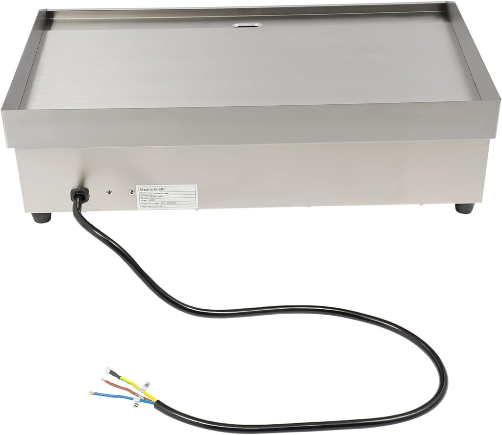 Electric Countertop Flat Top Griddle Food grade Stainless Steel Commercial Kitchen with Adjustable Temperature Control 122-572℉