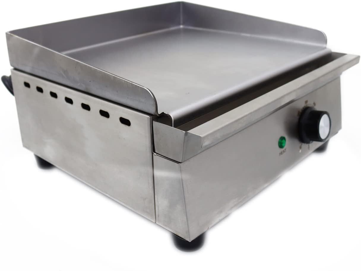 INTSUPERMAI Commercial Grill Griddle Teppanyaki Grill Countertop Griddle Flat Top Grill Hot Plate Stove with 12.6×10.24in/320×260mm Plate Size 50℃-300℃ Temperature Adjustable 110V 1200W