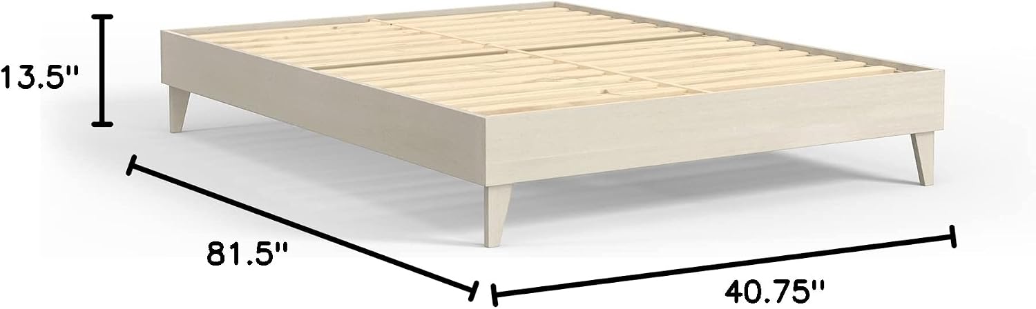 eLuxurySupply Wooden Platform Bed Frame Twin XL Size, White - Low Profile, No Box Spring Needed, Easy Assembly, Wooden Modern Minimalist Style