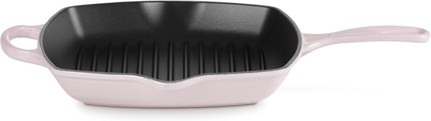 Le Creuset Enameled Cast Iron Signature Square Skillet Grill, 10.25', Shallot