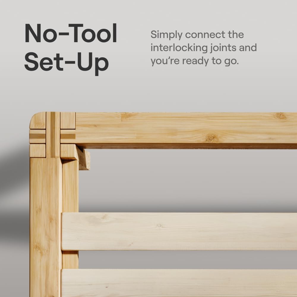 Nectar Upholstered Headboard - Twin XL - Grey - Attachable to Bamboo Bed Frame (Sold Seperately) - Easy Tool Free Set Up - Contemporary and Durable