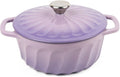 Open Flame Casserole Pot Nonstick Enameled Cast Iron Dutch Oven Induction Easter Cuisine with Lid Braiser Dual Handles for Beginners(Purple)