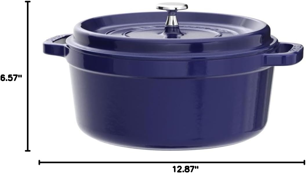 STAUB Cast Iron Roaster/Cocotte, Round, 5 L, Dark Blue, 26 cm