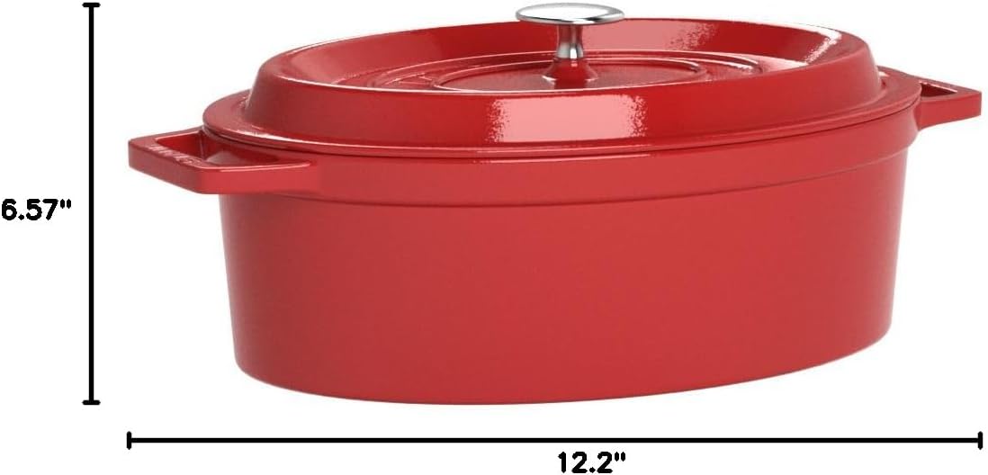Staub La Cocotte Oval 40509-866 'Pico Cocotte Oval Cherry 12.2 inches (31 cm), Large, Two-Handed, Cast Enameled Pot, Induction Compatible