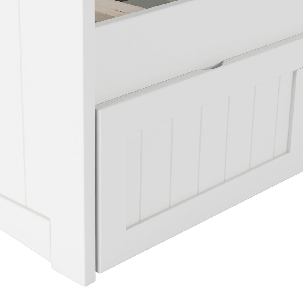AFI, Nantucket Twin Size Wood Daybed Frame with 2 Storage Drawers, White