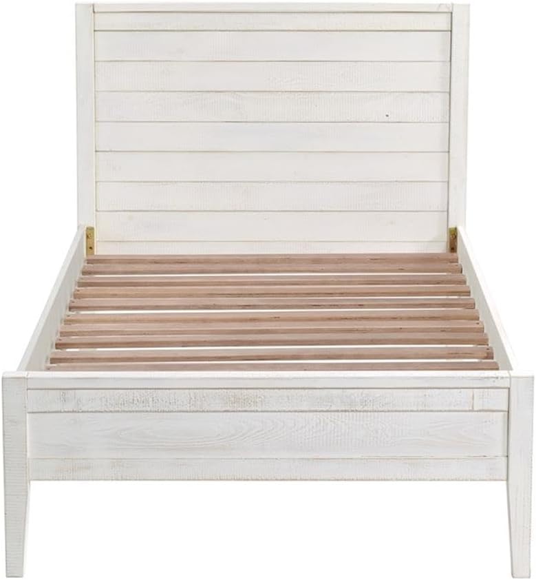 Alaterre Furniture Windsor 3-Piece Kids Bedroom Set - Twin Panel Bed with Rustic White Finish, Includes 2 Nightstands with Metal Drawer Glides, Perfect for Children's Room or Guest Room