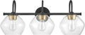 Globe Electric 51853 3-Light Vanity Light, Dark Bronze, Antique Brass Accents, Clear Glass Shade, Beauty Room Accessories, Bathroom Lights Over Mirror, Makeup Mirror Lights, Bulb Not Included