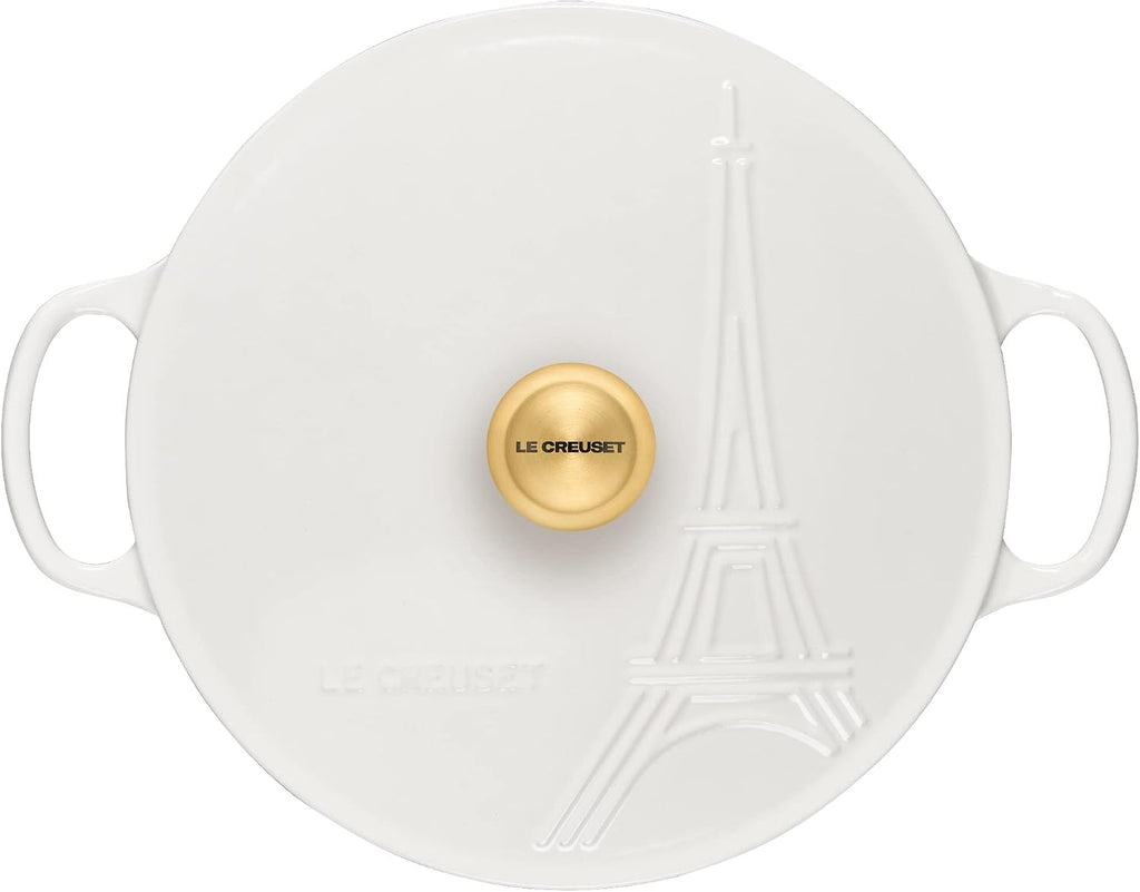 Le Creuset Eiffel Tower Collection Enameled Cast Iron Signature Braiser with Lid, 3.5 qt., White