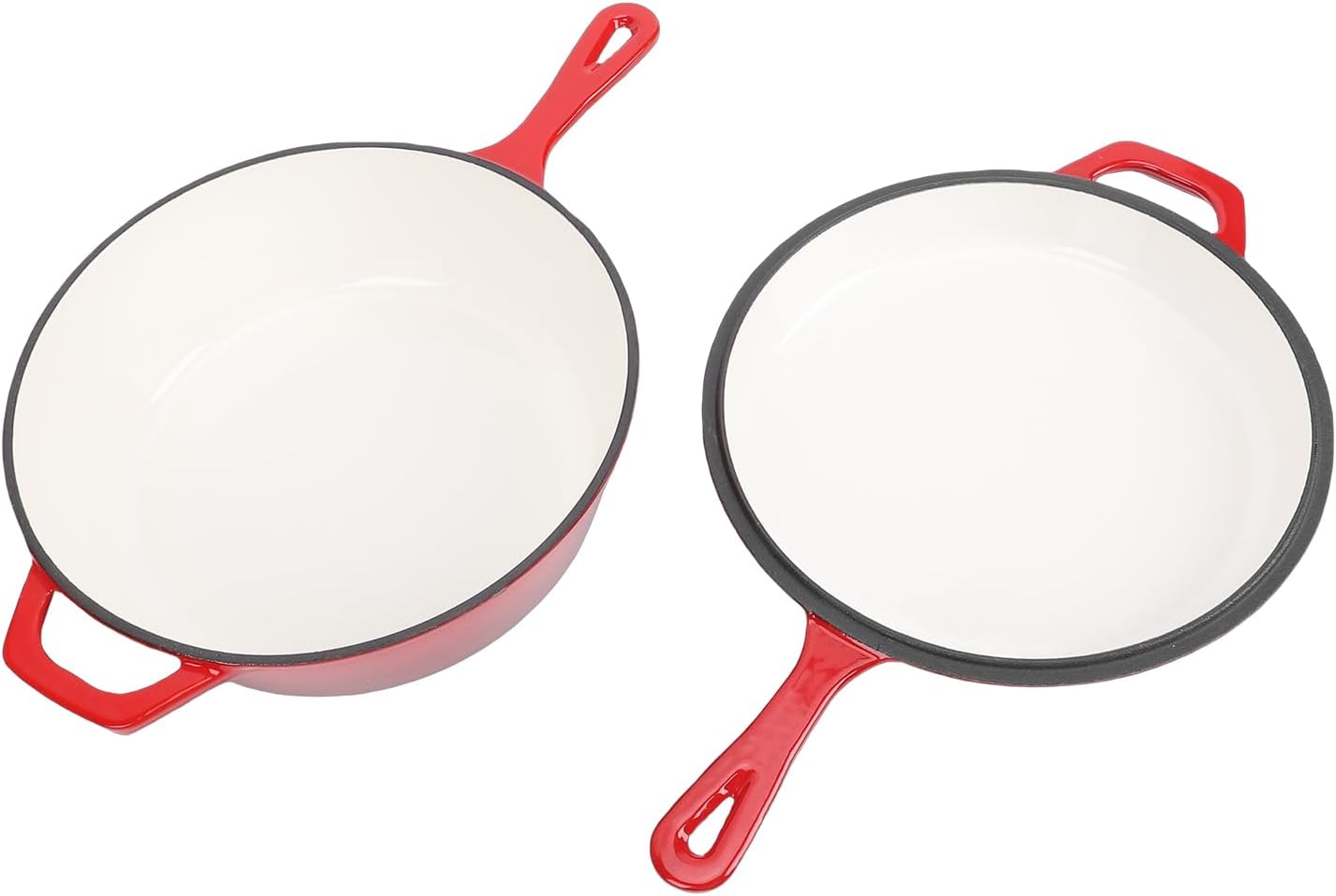 Keenso Braiser Pan with Lid, Cast Iron Skillet, Large Capacity 4QT, Ideal for Family Cooking
