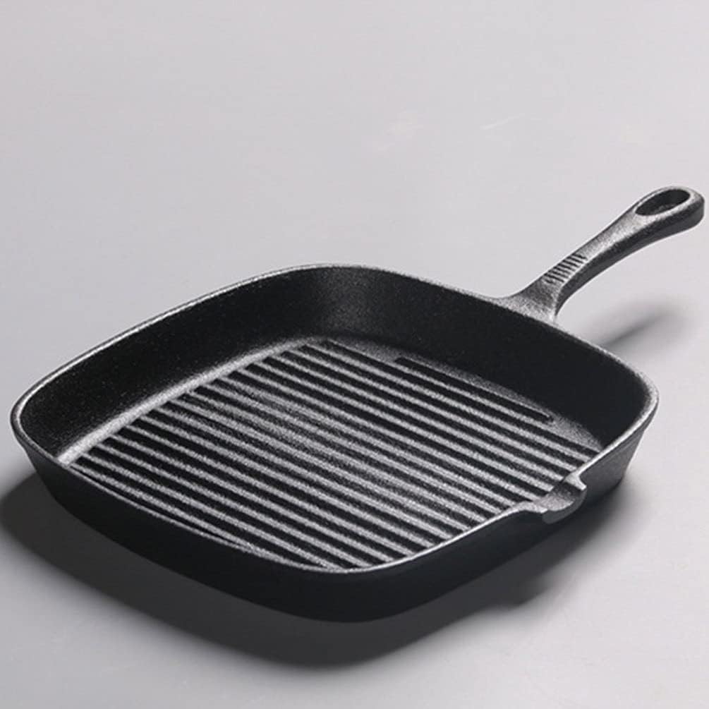 Grill Pan Frying Pan Steak Bacon Pan Deep Square Griddle Pan Iron Kitchen Grill Cookware for Steak Fish BBQ 2Pcs Wok