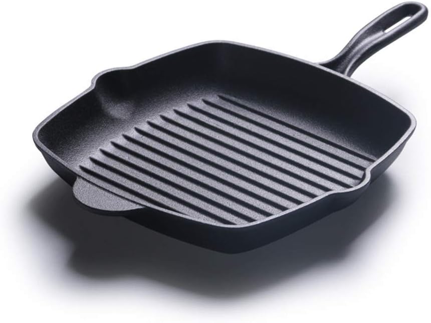 Kitchen Pots and Pans Cast Iron Square Grill Pan Square Skillet/Fat Fryer for Gas, Induction & Electric Hobs Fry Steak BBQ Frying Griddle Pan,Black Frying Pan,