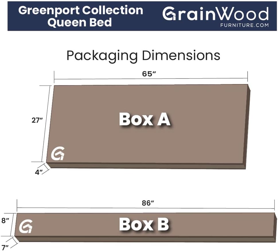 Grain Wood Furniture Greenport Solid Wood Platform Bed, Queen Size, Brushed Driftwood
