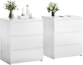 3-Drawer Nightstand & Side Storage Table, Minimalist Modern White Bedside End Tables with Ample Storage, Versatile Wooden Chest of Drawers for Bedroom, Living Room, Offices (Set of 2)