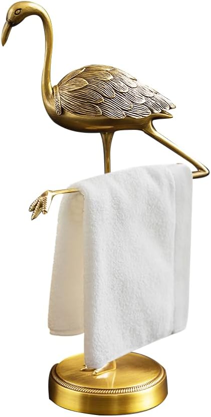 Brass Gold Freestanding Hand Towel Holder for Bathroom Countertop, Decorative Kitchen Towel Holder Stand (B-with Cover)
