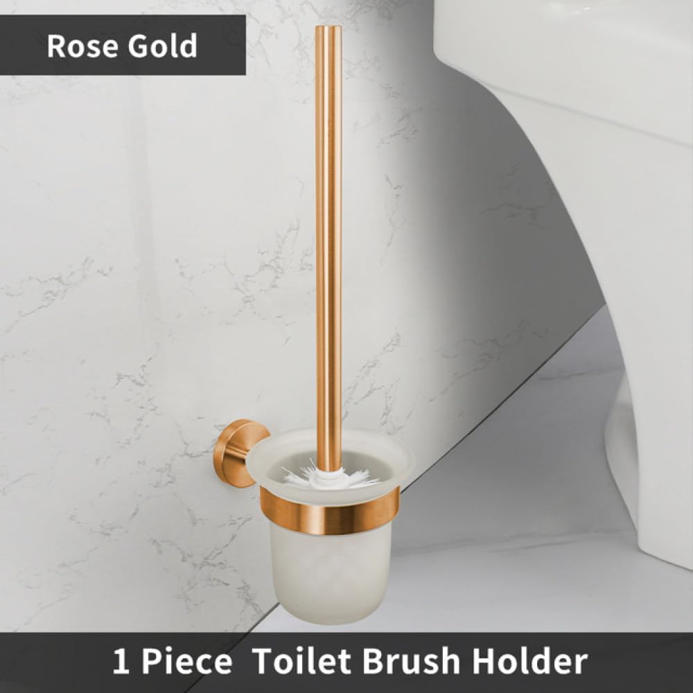 Brushed Rose Gold Bathroom Accessories Toilet Brush Paper Holder Towel Rail Rack Bar Hooks Toothbrush Holder Stainless Steel,Toilet Brush Holder