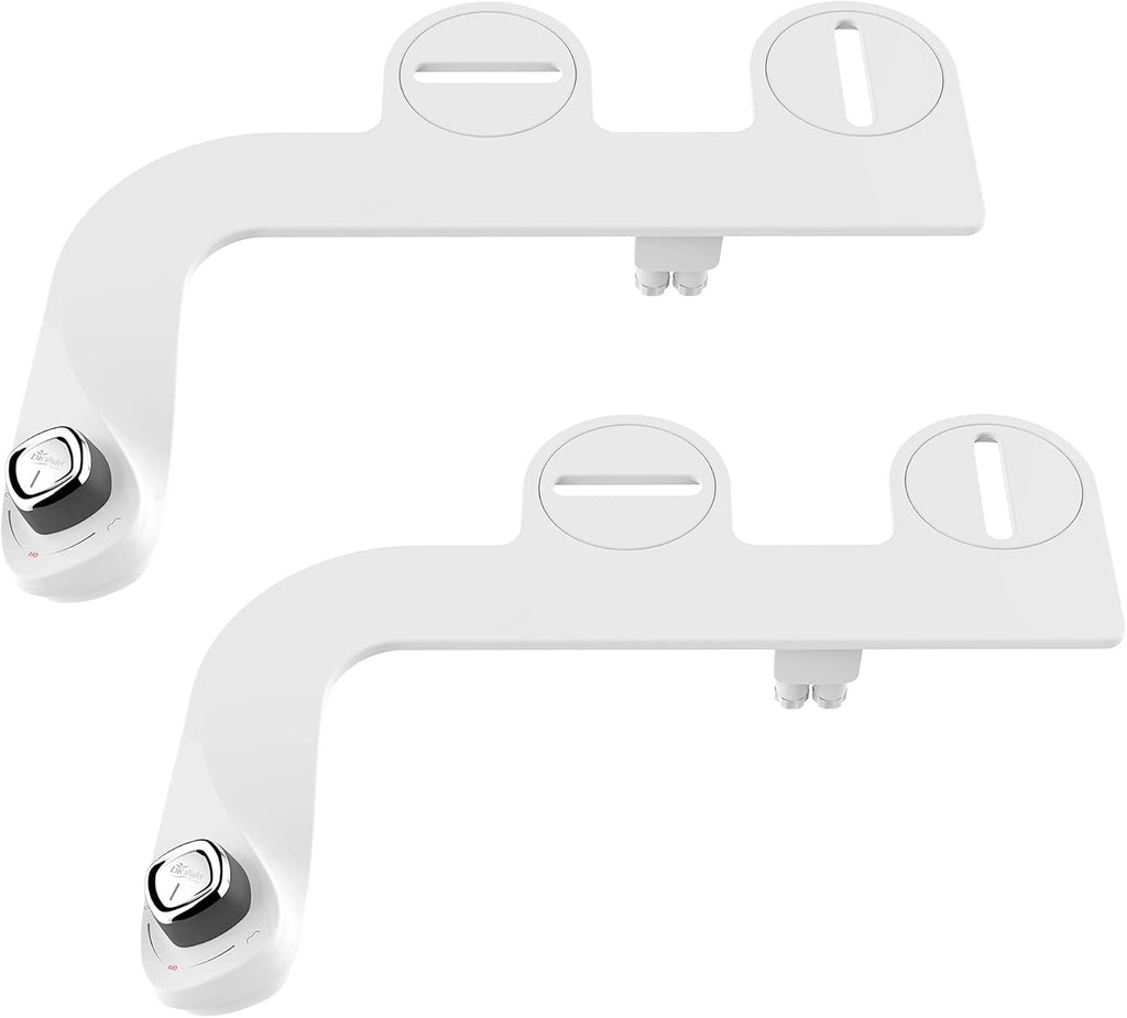 Bio Bidet by Bemis SlimEdge 2-Pack of Freshwater Attachments, White, Non-Electric & BEMIS 500EC 390 Toilet Seat with Easy Clean & Change Hinges, 1 Pack Round, Cotton White