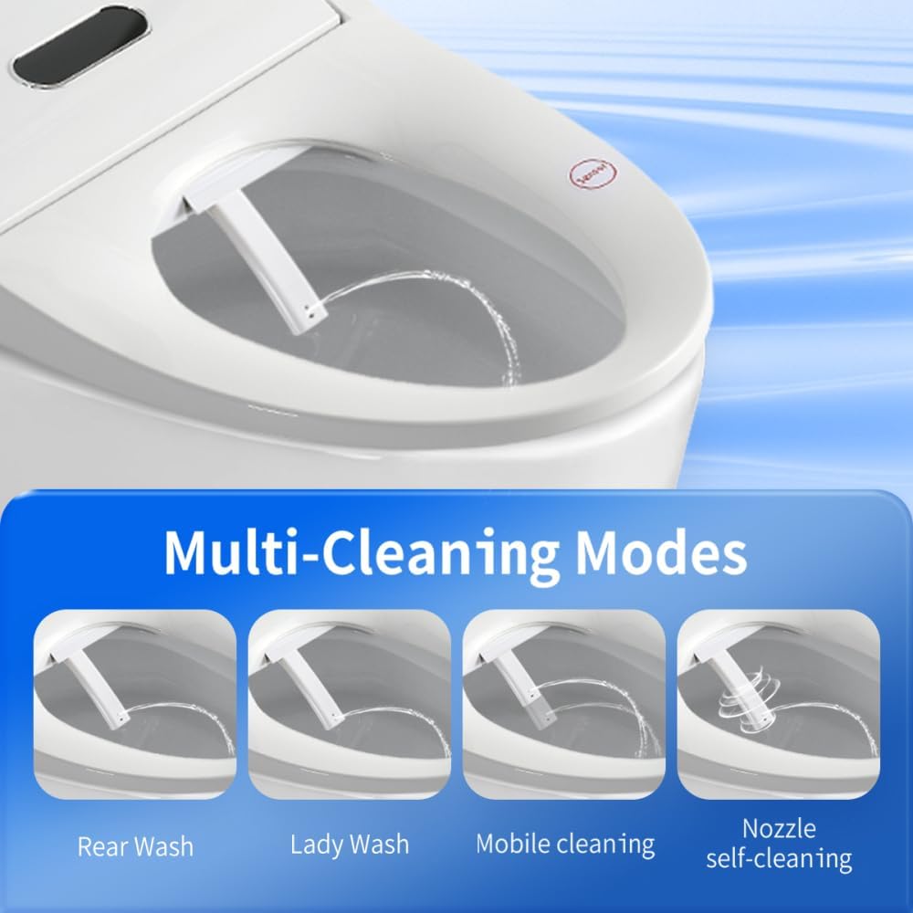 Electric Bidet Toilet Seat - Auto Open/Close Lid & Automatic Nozzle Cleaning, Side Knob, Heated Seat, Water Temp/Pressure Adjustment, Only Seat (S51G)