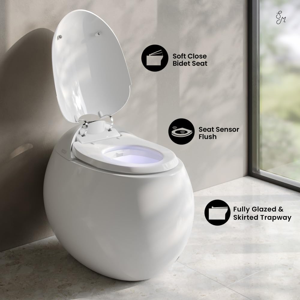 Swiss Madison Plaisir Smart Toilet with Bidet Built In 1.28 GPF Dual Flush, Auto Open & Close, Auto Flush, Foot Sensor, Led Display, Remote Control