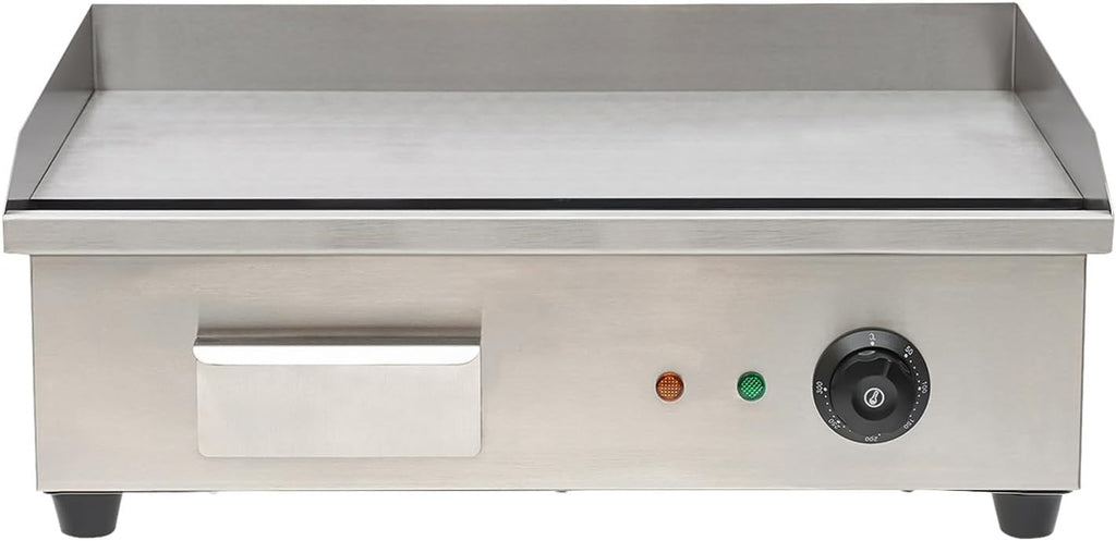 22' Commercial Griddle 3000W Electric Countertop Griddle Stainless Steel Non-Stick Flat Top Grill Machine Restaurant Teppanyaki Grill BBQ Grill, 122°F-572°F Temperature Adjustable