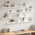Floating Wall Shelves 4-Pack High Gloss White 45.3'x3.5'x1.2' MDF Display Ledge for Living Room Bedroom Dorm Décor Storage