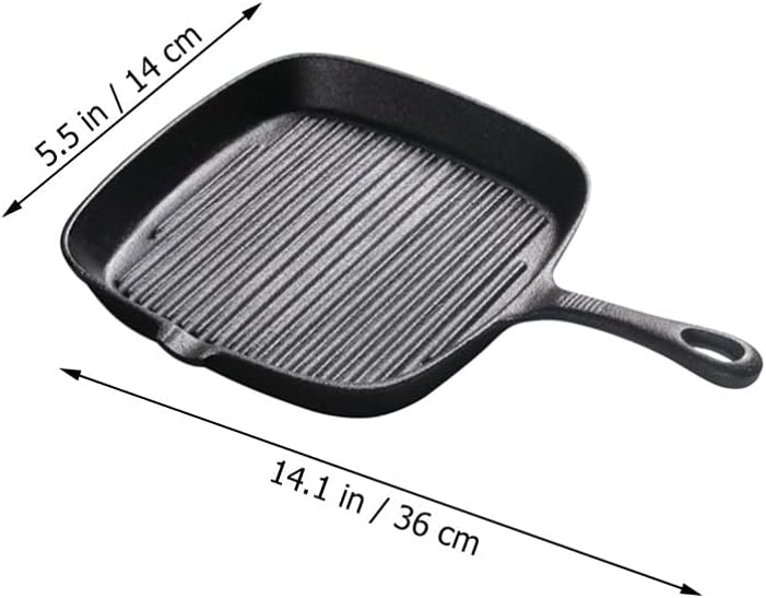 Grill Pan Frying Pan Steak Bacon Pan Deep Square Griddle Pan Iron Kitchen Grill Cookware for Steak Fish BBQ 2Pcs Wok