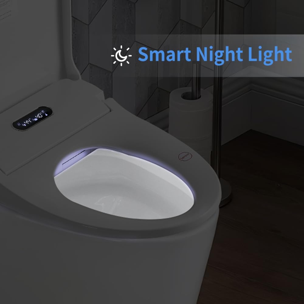 Electric Bidet Toilet Seat - Auto Open/Close Lid & Automatic Nozzle Cleaning, Side Knob, Heated Seat, Water Temp/Pressure Adjustment, Only Seat (S51G)
