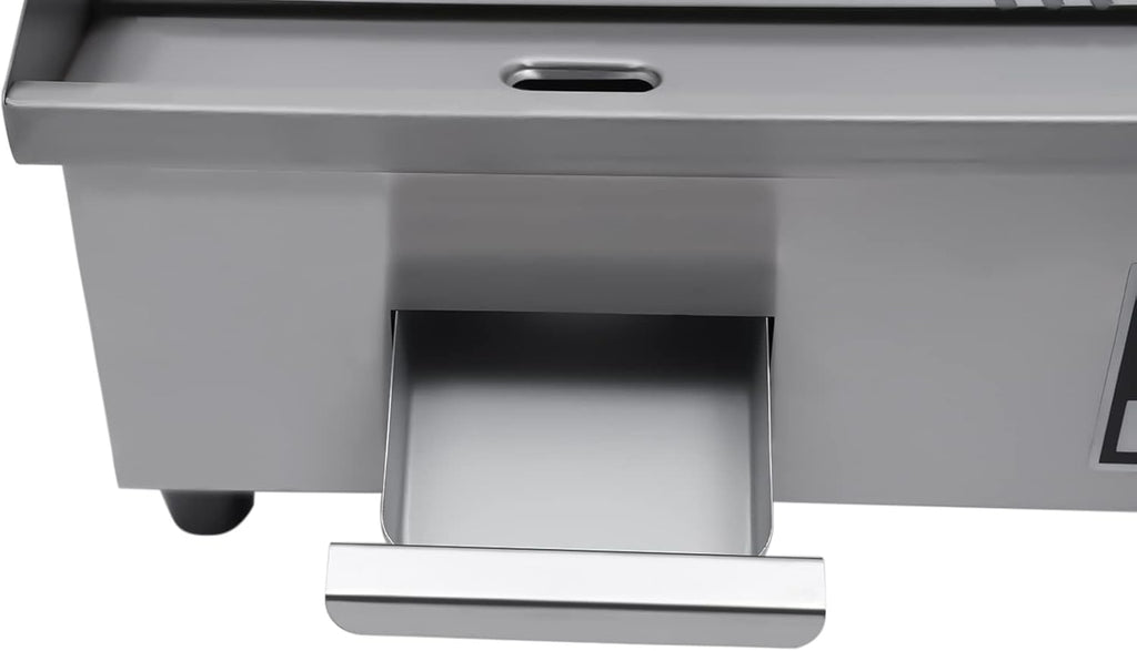 22' Commercial Electric Griddle, 1600W Electric Flat Top Grill, Flat & Fluted Cooking Surface, 122℉-572℉ Adjustable Temperature, Stainless Steel Electric Countertop Griddle for Restaurant