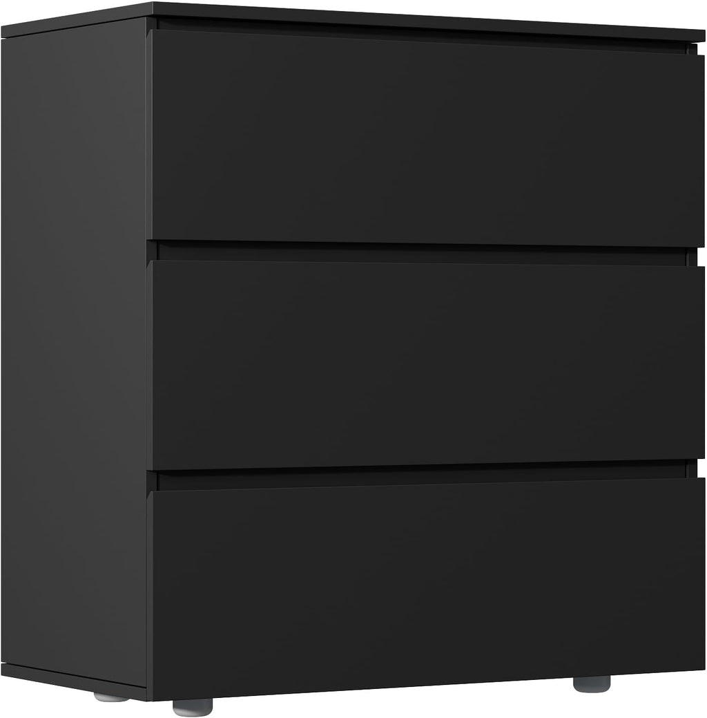 Nightstand with 3 Drawers, Modern Bedroom End Table with No Handle, Wooden Bedside Storage Cabinet, Black 30.3' W x 32.3' H