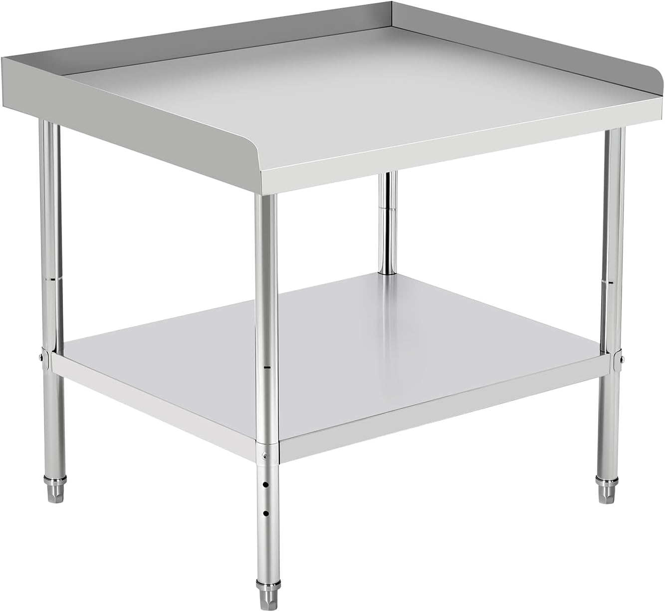 36'x28'x30' Stainless Steel Grill Stand Table, NSF Certified, 400 lbs Capacity, Adjustable Legs, 3-Sided 2' Edge Baffle for Kitchen, Restaurant, Hotel