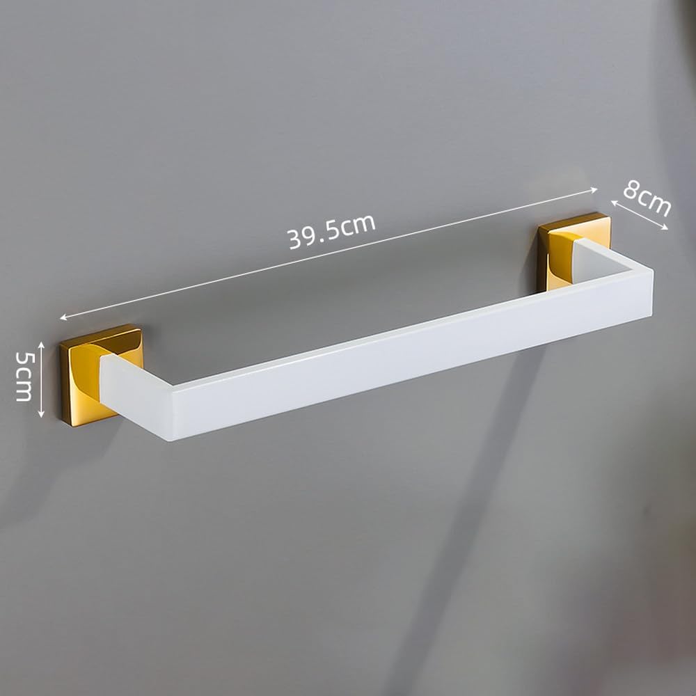 White Gold Bathroom Hardware Set Accessories Stainless Steel Towel Rack Toilet Paper Holder Hook Bathroom Shelf Organizer Set,4pcs Set A