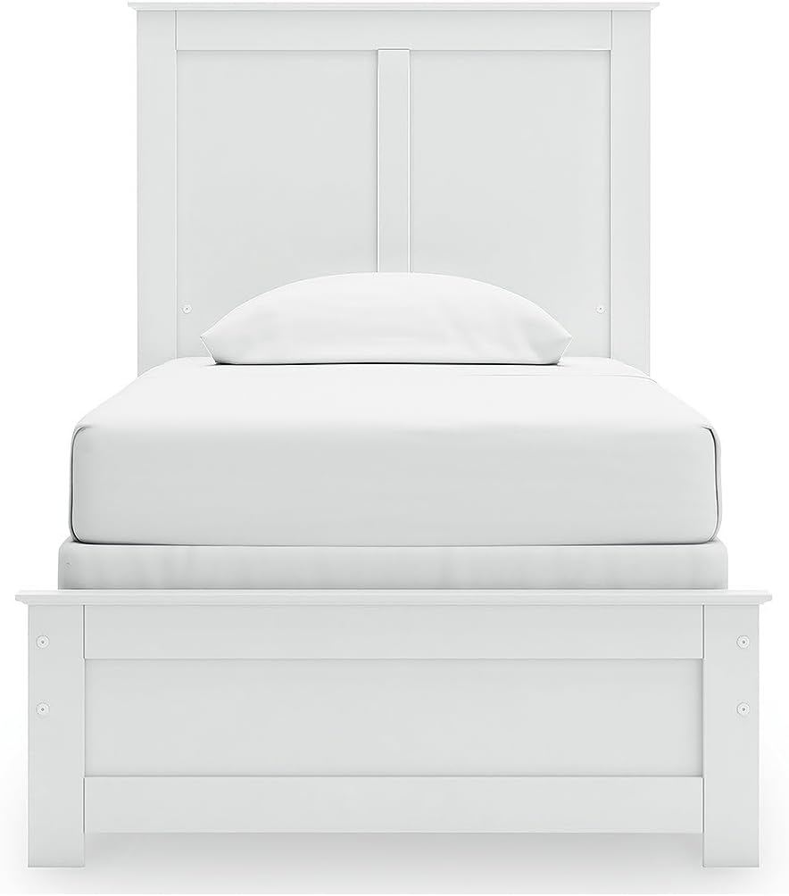 Signature Design by Ashley Bostwick Shoals Transitional Twin Panel Bed, Foundation or Box Spring Needed, White
