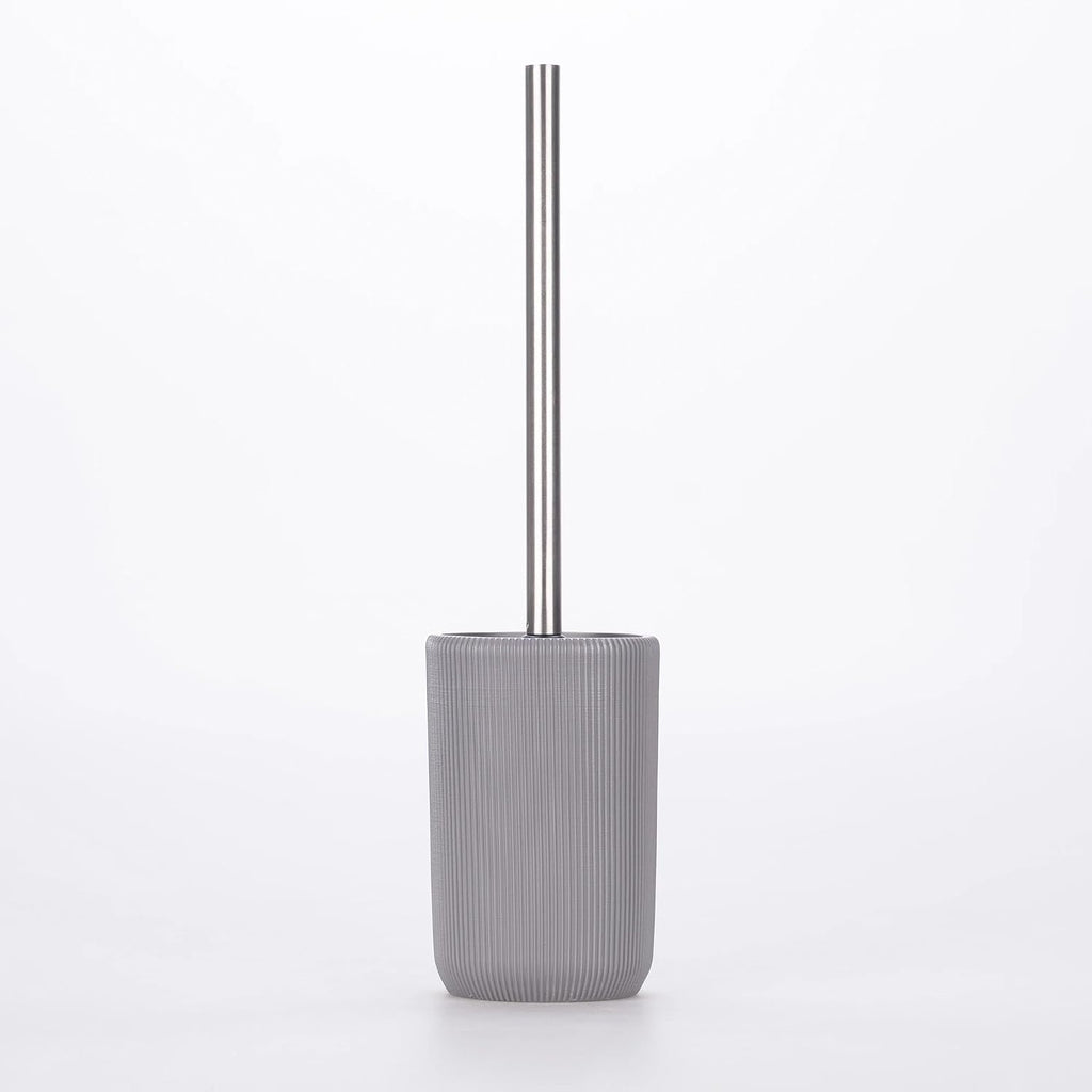 Lydia Collection 5-Piece Resin Bathroom Accessories Set – Toilet Brush Holder, Waste Bin, Soap Dispenser, Tray & Toothbrush Holder (Gray)