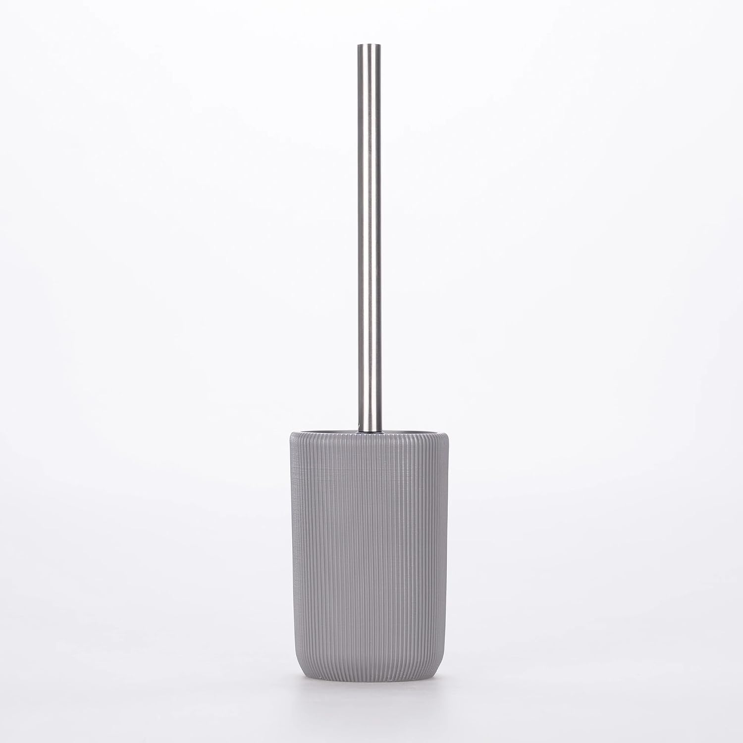 Lydia Collection 5-Piece Resin Bathroom Accessories Set – Toilet Brush Holder, Waste Bin, Soap Dispenser, Tray & Toothbrush Holder (Gray)