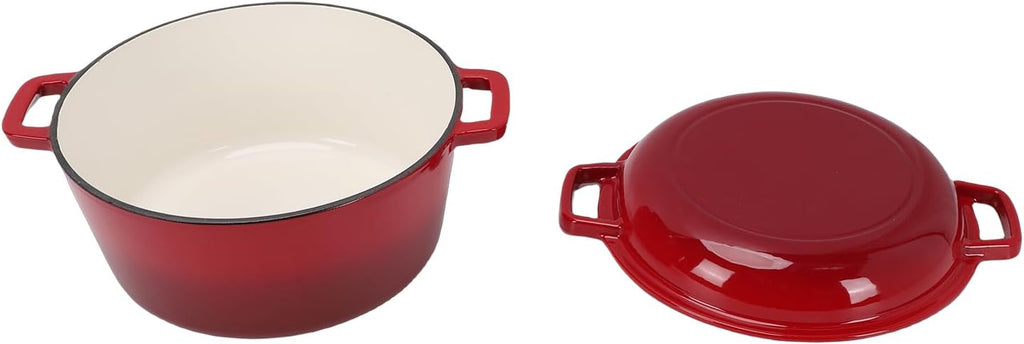 AYNEFY AYNEFY Cast Iron Braiser Pot 5QT Cast Iron Oven 2 in 1 Round Pot for Home Kitchen Braising Stewing Frying Baking Simmering Uniform Heat Distribution Kitchen Tools