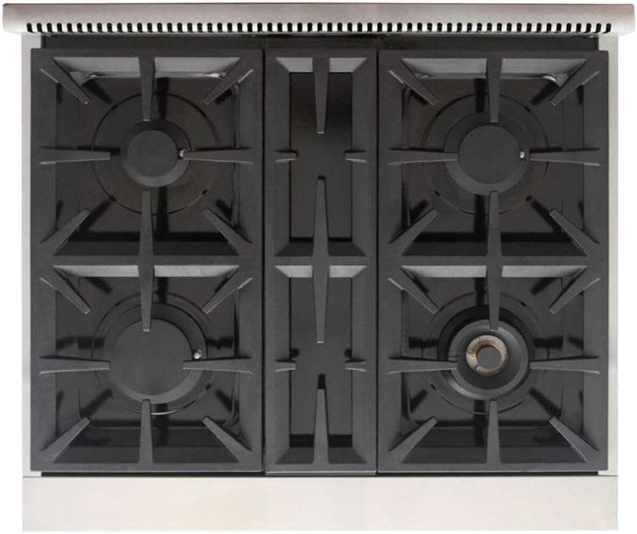 Pemberly Row 30' Natural Gas Range, Stainless Steel Finish, True Simmer Burners, 4-Burner Gas Stove, 21,000 BTU Rocket Power, Convection Oven, Infrared Broiler, Telescopic Shelves, Residential