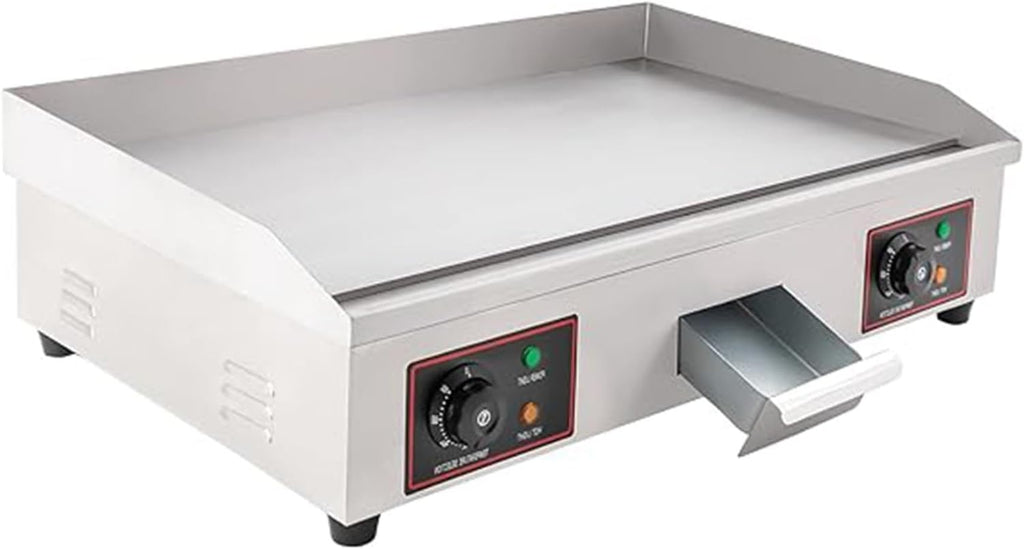 Commercial Griddles - Electric Griddle Non-Stick Flat Top Large Grill Hot Plate BBQ Stainless Steel Temp-Setting with Drawer