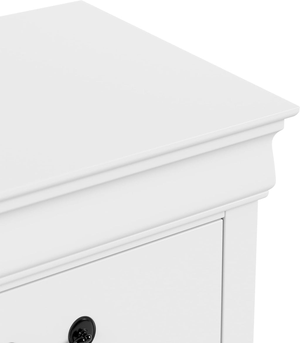 Furniture of America Arabella Traditional Solid Wood 3 Piece Bedroom Set, Full Bed Frame and Nightstands Set of 2, Chic Sleigh Design Bedframe with Headboard and Footboard, Box Spring Needed, White