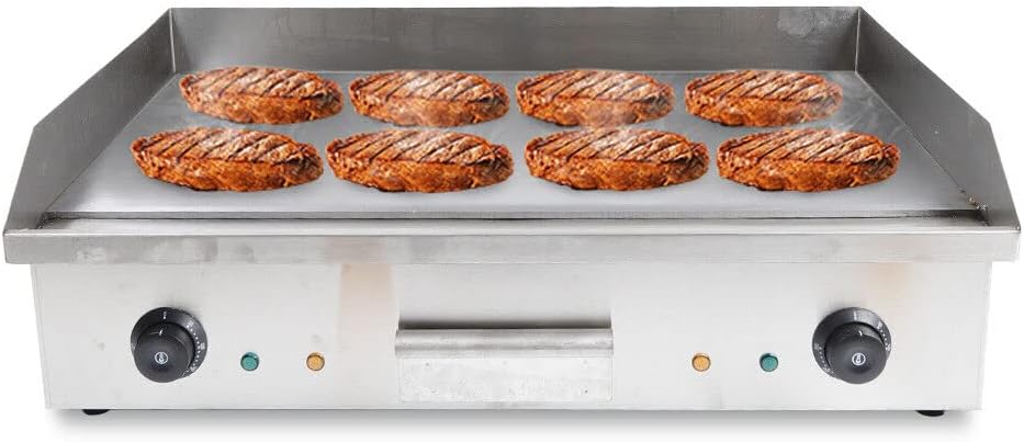 Electric Griddle, 110V 4400W 29' Commercial Countertop Griddle, Flat Top Grill Hot Plate BBQ, Stainless Steel Adjustable Temperature Control 122°F-572°F