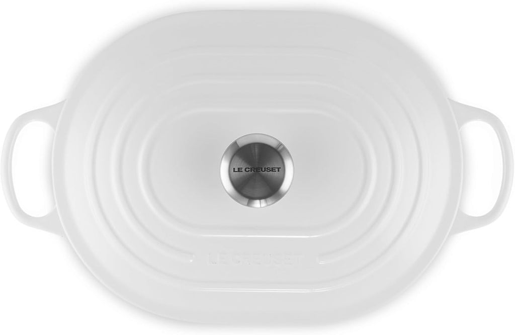 Le Creuset Enameled Cast Iron Signature Oval Casserole with Lid, 3.75 Quart, White