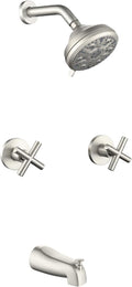 2 Handle Shower Faucet Set with Tub Spout Bathtub Shower Faucet Combo Set Shower System Complete Tub and Shower Trim Kit Brushed Nickel Wall Mounted Shower Fixtures
